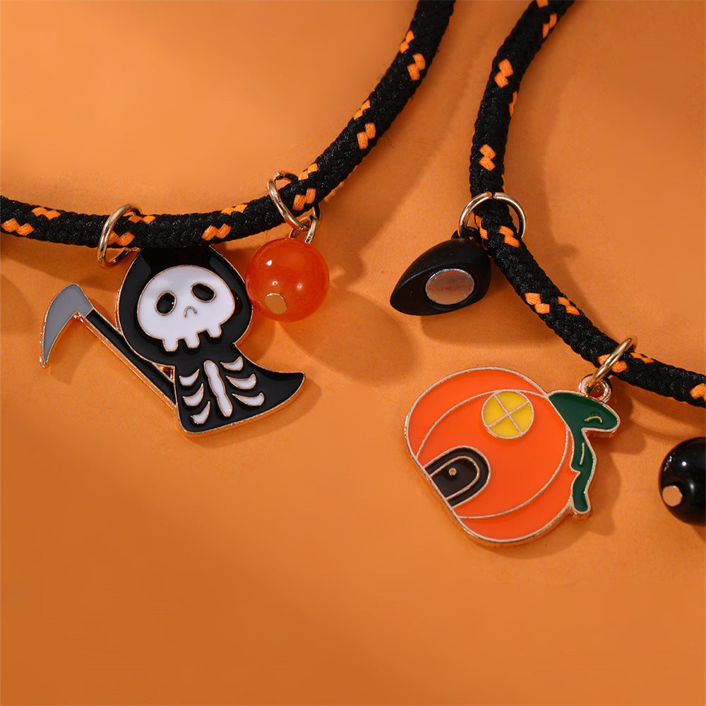 BoldlyBeautiful - Halloween Pumpkin Ghost Love Magnetic Couple Rope Bracelet