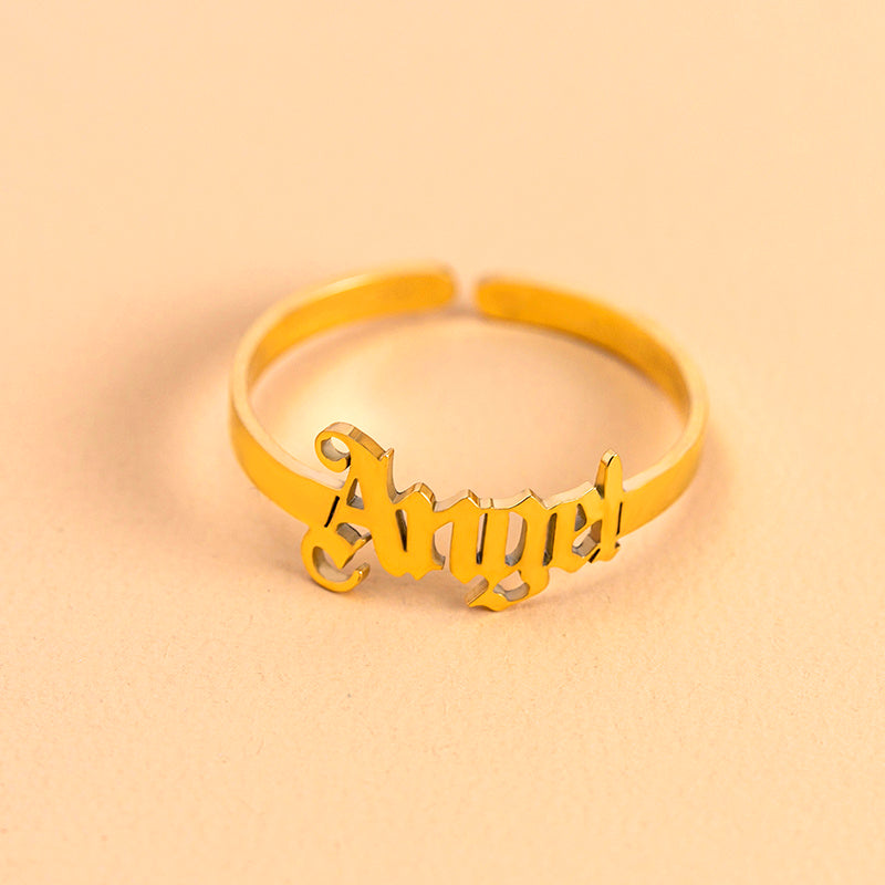 BoldlyBeautiful - Gold Letter Adjustable Rings For Women