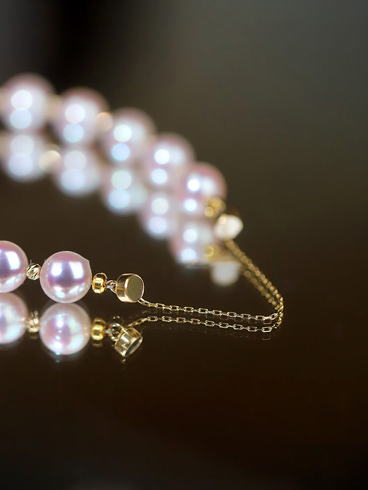 BoldlyBeautiful - Blue Rose Laser 18K Gold Pearl Bracelet