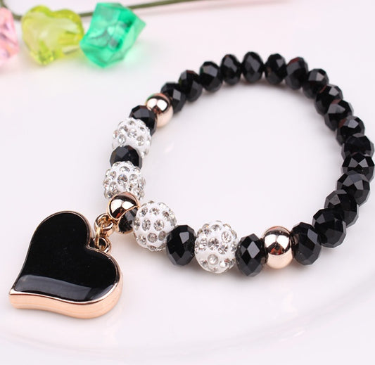 BoldlyBeautiful - Elastic Crystal Bracelet & Bangle Heart Jewelry