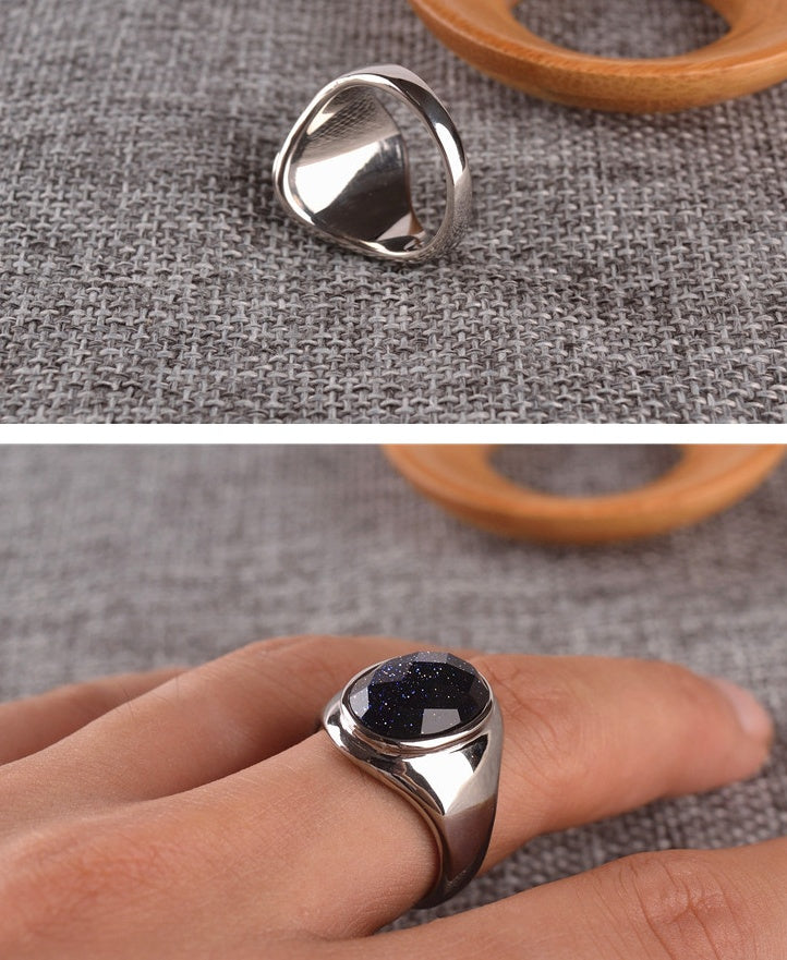 BoldlyBeautiful - Purple Sand Gemstone Men's Titanium Steel Ring