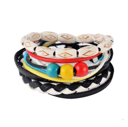 BoldlyBeautiful - Leather Multilayer Bead Bracelet Punk Wrap Vintage Jewelry