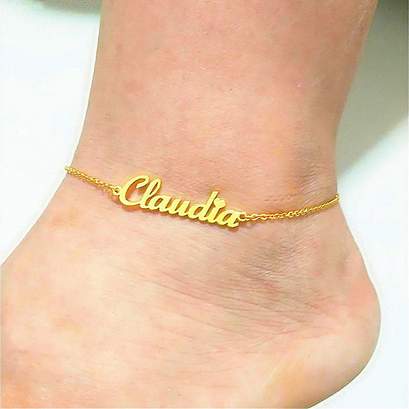 BoldlyBeautiful - Custom Name Anklets for Women Stainless Steel Cable Chain Jewelry