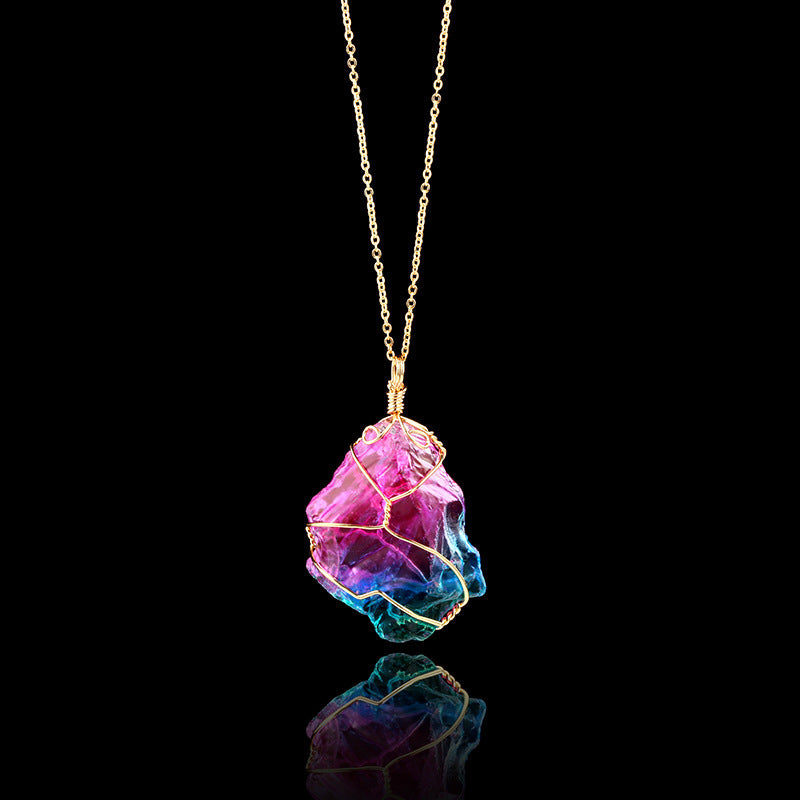 BoldlyBeautiful - Rainbow Quartz Crystal Pendant Necklace