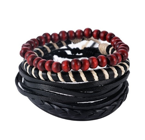 BoldlyBeautiful - Leather Multilayer Bead Bracelet Punk Wrap Vintage Jewelry