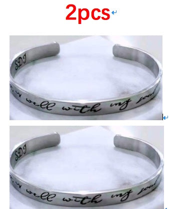 BoldlyBeautiful - Mantra Bracelet with Quotes Stainless Steel Cuff Inspirational Jewelry