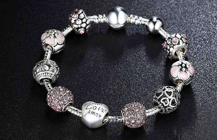 BoldlyBeautiful - Elegant Silver Charm Bracelet Fashion Jewelry