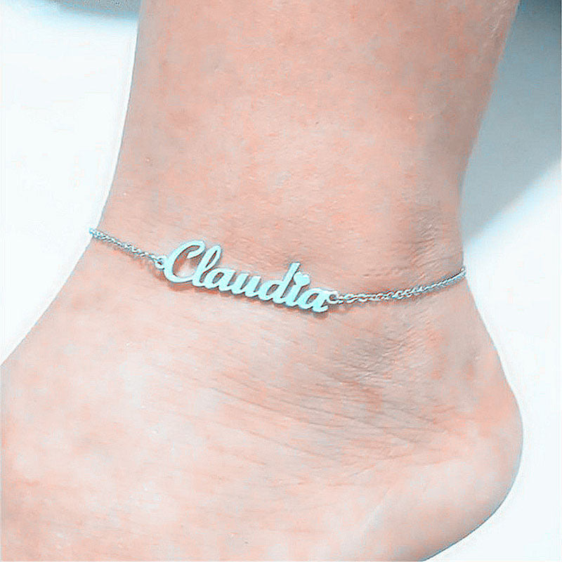 BoldlyBeautiful - Custom Name Anklets for Women Stainless Steel Cable Chain Jewelry