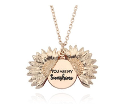 BoldlyBeautiful - Sunflower Double Lettering Pendant Necklace