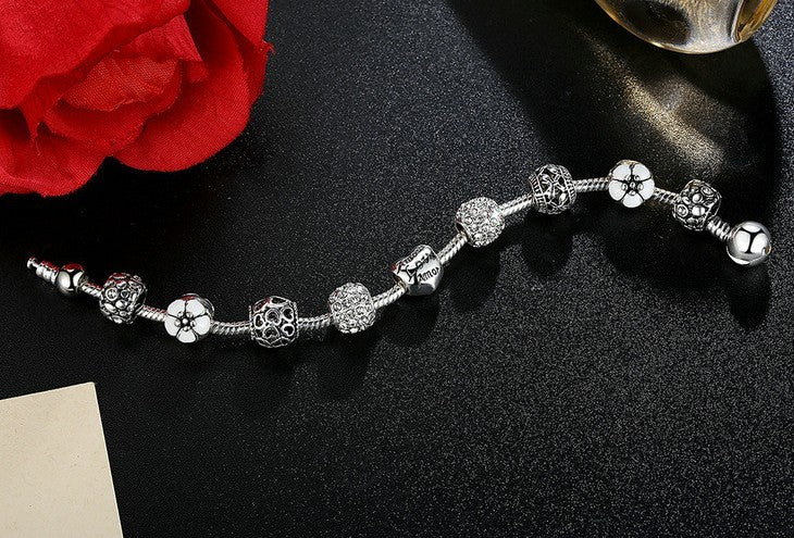 BoldlyBeautiful - Elegant Silver Charm Bracelet Fashion Jewelry