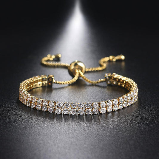 BoldlyBeautiful - Fashion Double Row Zircon Bracelet for Women Rhinestone Jewelry