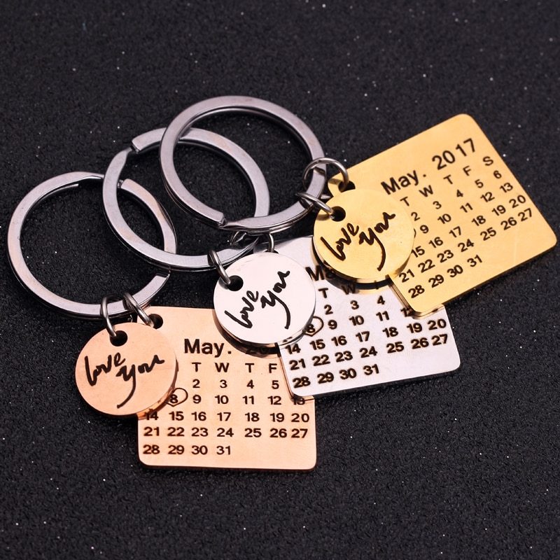 BoldlyBeautiful - Custom Calendar Keychain with Engraved Date and Name