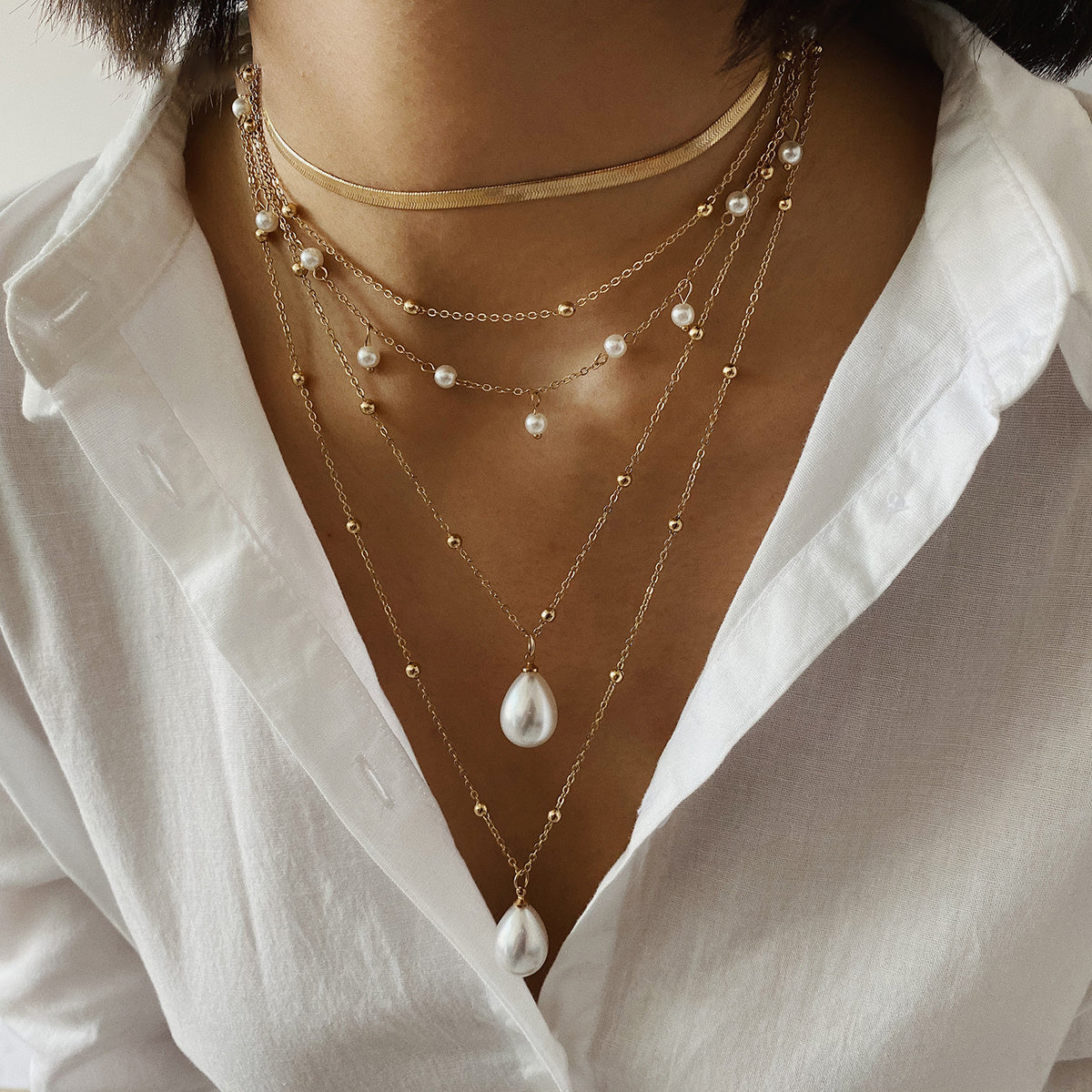 BoldlyBeautiful - Multi-Element Pearl Necklace