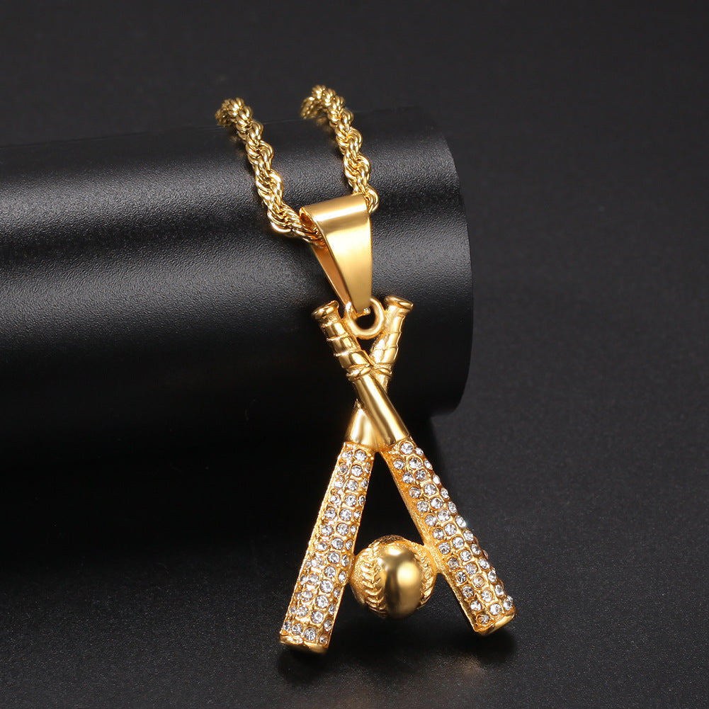 BoldlyBeautiful - Baseball Bat Pendant Necklace for Sports Lovers