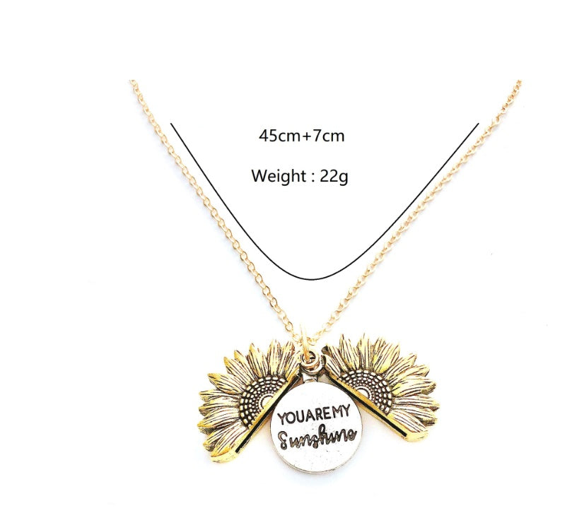 BoldlyBeautiful - Sunflower Double Lettering Pendant Necklace