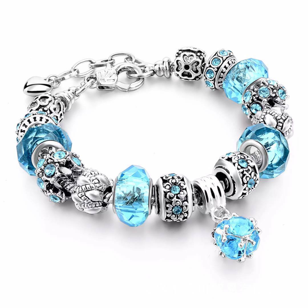 BoldlyBeautiful - Crystal Beads Bracelets & Bangles Snake Chain Charm Jewelry