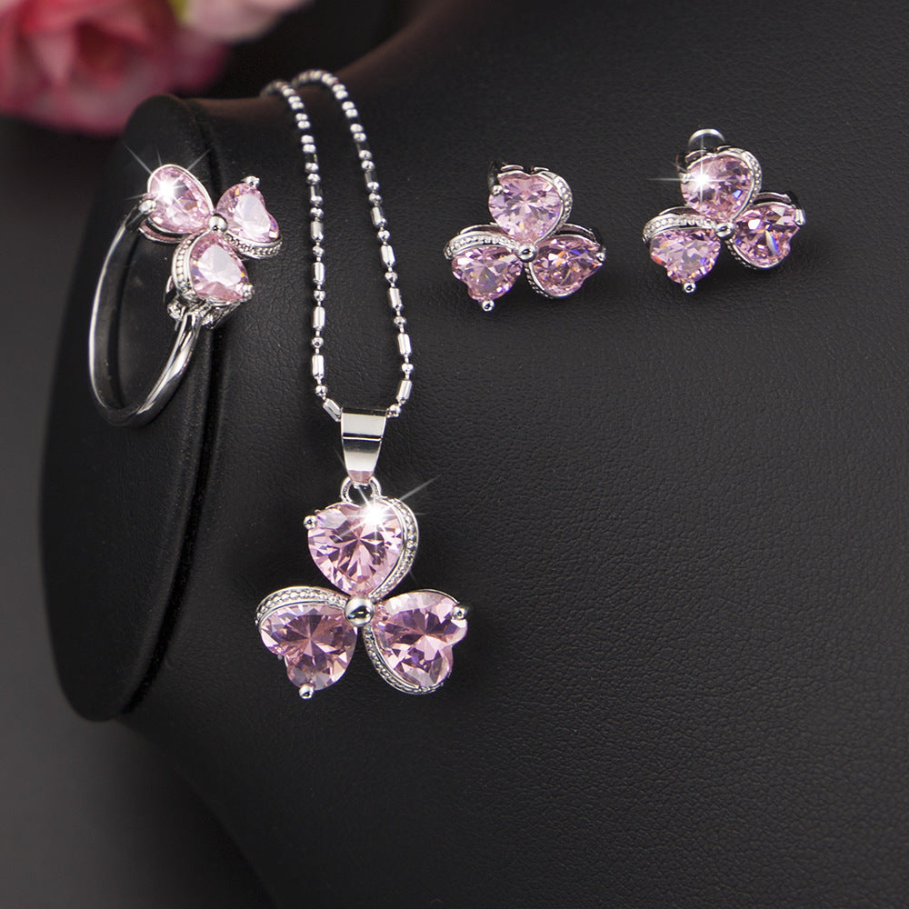 BoldlyBeautiful - Clover Zircon Women's Diamond Jewelry Set