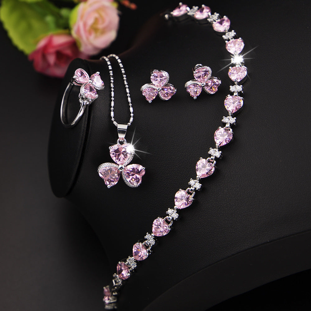 BoldlyBeautiful - Clover Zircon Women's Diamond Jewelry Set