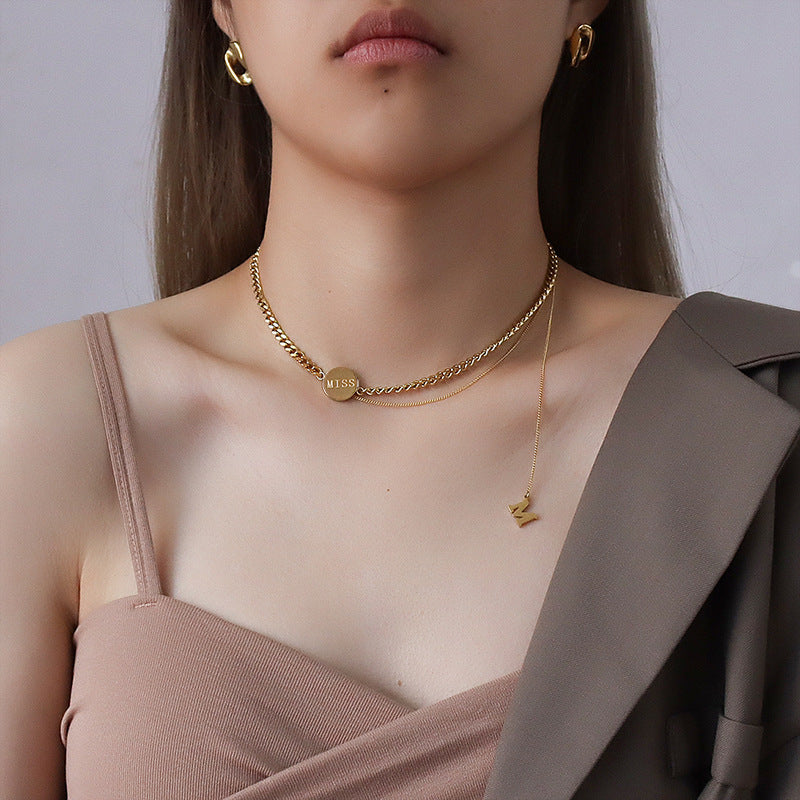 BoldlyBeautiful - Letter M Multilayer Collarbone Chain Necklace