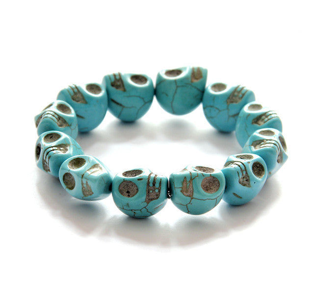 BoldlyBeautiful - Synthetic Turquoise Skull Bracelet