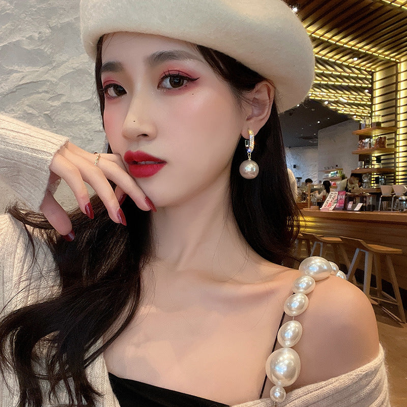 BoldlyBeautiful - New Fashion Korean Oversized White Pearl Drop Earrings