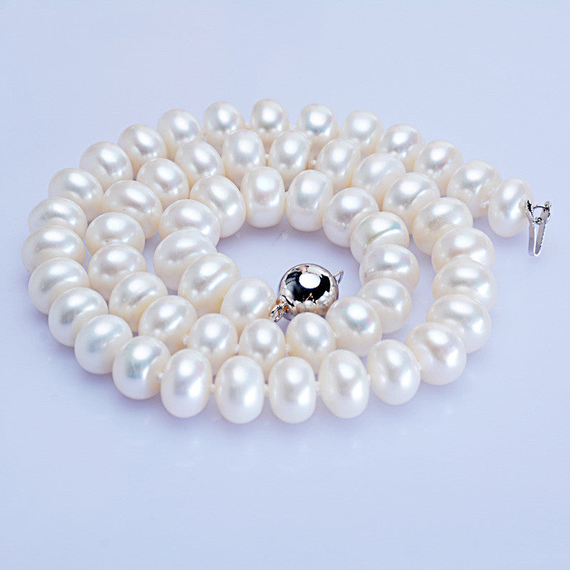 BoldlyBeautiful - Dailan Jewelry Freshwater Pearl Necklace 10-11mm Steamed Bread Round