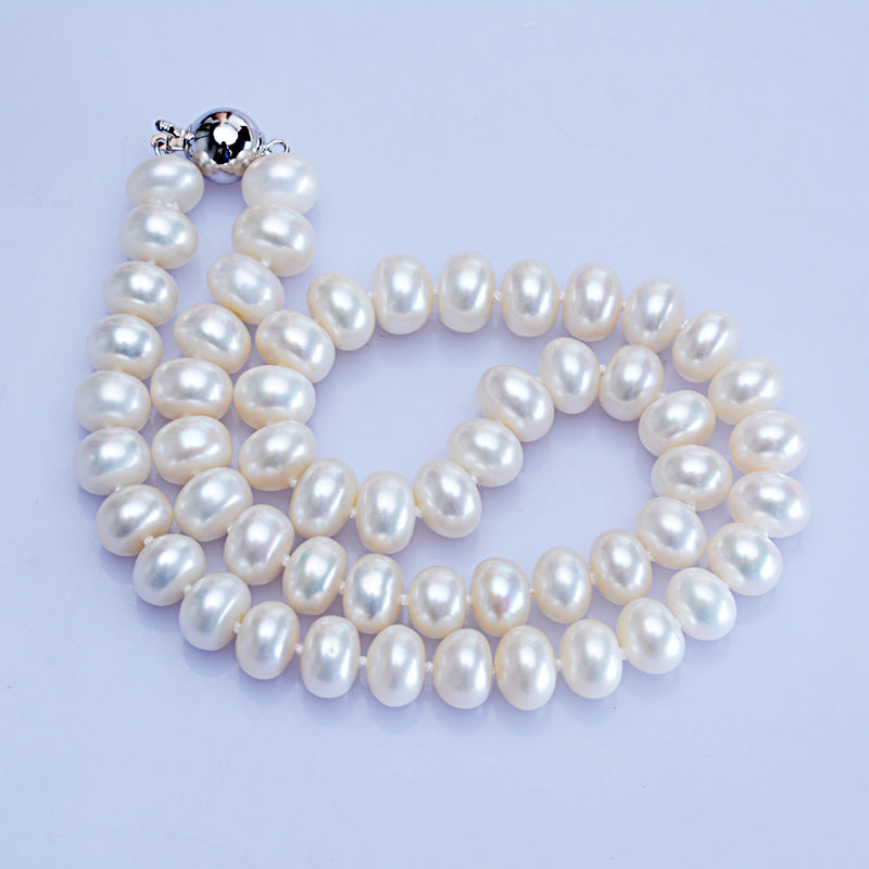 BoldlyBeautiful - Dailan Jewelry Freshwater Pearl Necklace 10-11mm Steamed Bread Round