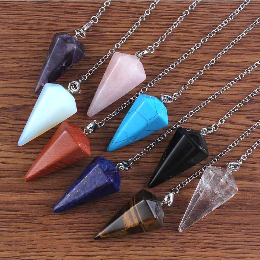 BoldlyBeautiful - Natural Crystal Hexagonal Cone Pendant Necklace