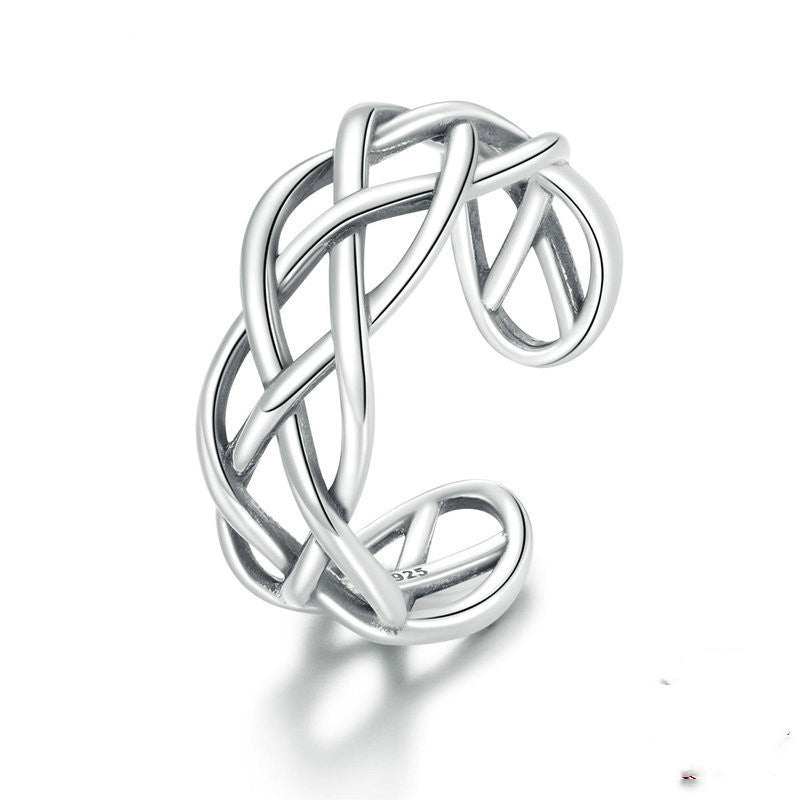 BoldlyBeautiful - Bamoer Sterling Silver Woven Texture Ring