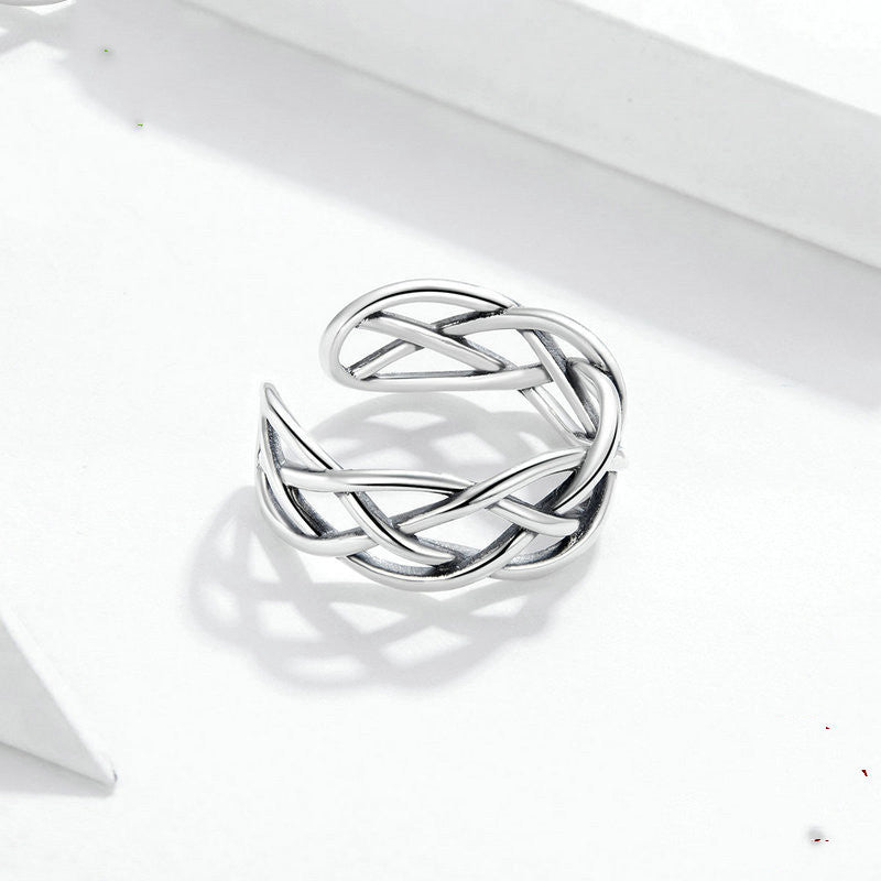 BoldlyBeautiful - Bamoer Sterling Silver Woven Texture Ring