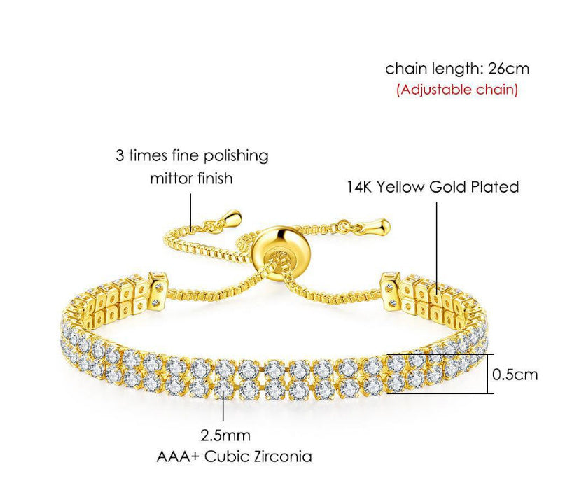 BoldlyBeautiful - Fashion Double Row Zircon Bracelet for Women Rhinestone Jewelry