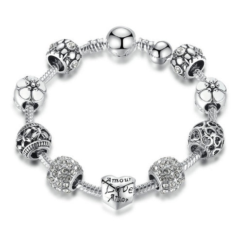 BoldlyBeautiful - Elegant Silver Charm Bracelet Fashion Jewelry