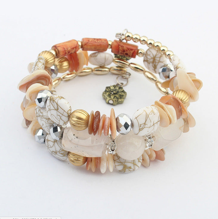 BoldlyBeautiful - Pine Agate Beaded Multi-Layer Winding Bracelet