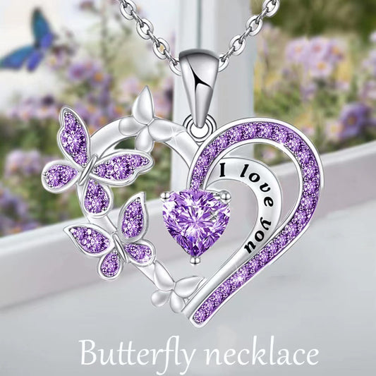 BoldlyBeautiful - Butterfly Love Necklace With Rhinestones