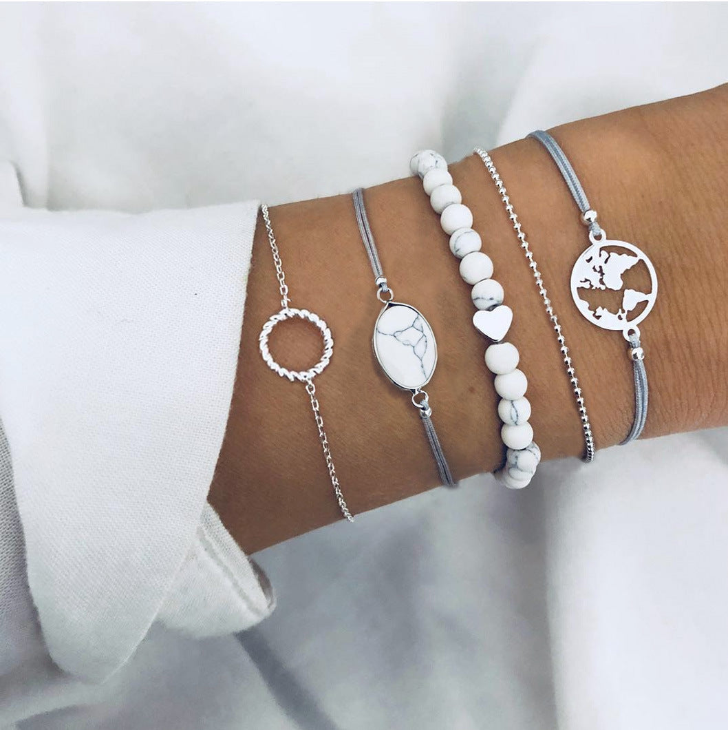 BoldlyBeautiful - Love Map Bracelet Set Fashion Jewelry