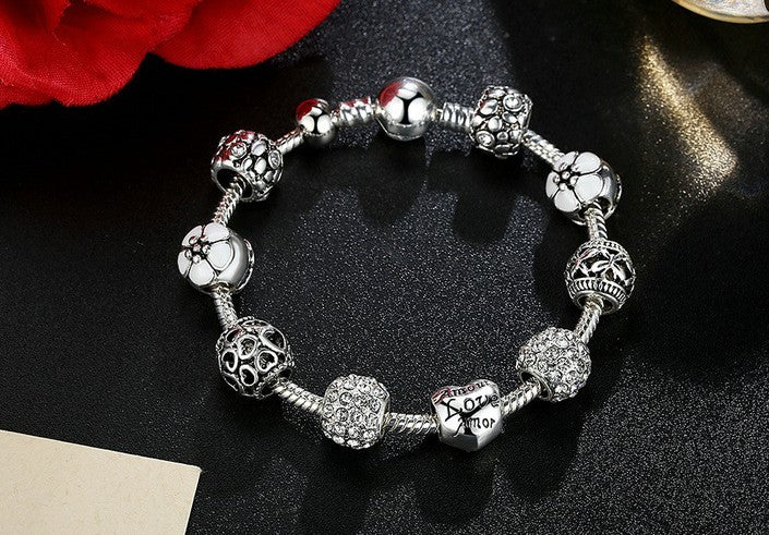 BoldlyBeautiful - Elegant Silver Charm Bracelet Fashion Jewelry