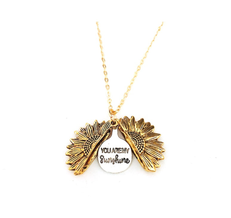 BoldlyBeautiful - Sunflower Double Lettering Pendant Necklace