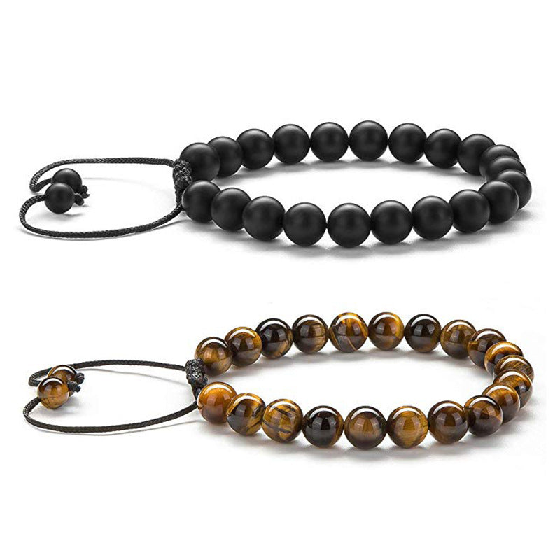 BoldlyBeautiful - Tiger Eye Couple Bracelets Matte Black Agate Beads Jewelry