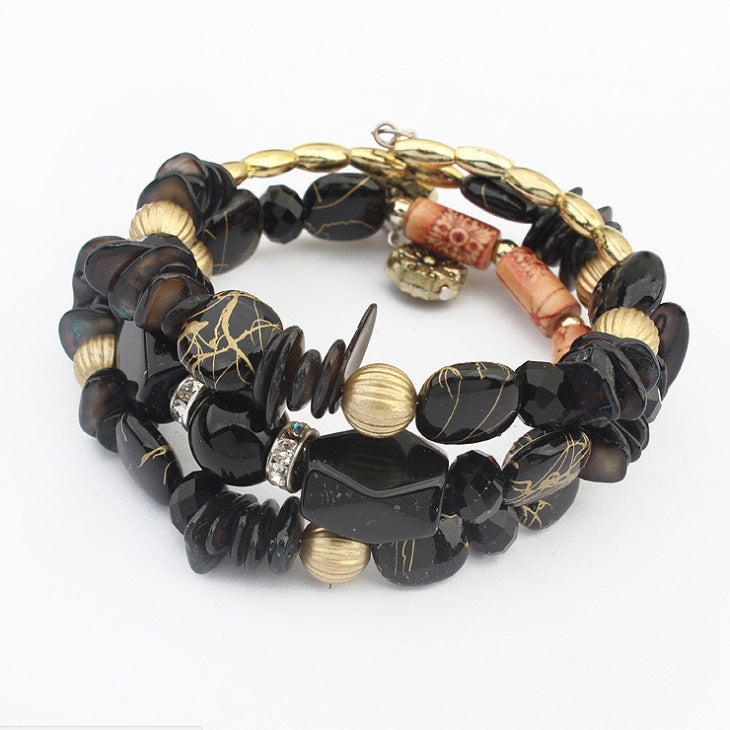 BoldlyBeautiful - Pine Agate Beaded Multi-Layer Winding Bracelet