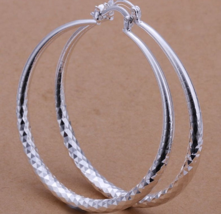 BoldlyBeautiful - 925 Silver Exaggerated Large Hoop Earrings