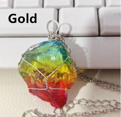 BoldlyBeautiful - Rainbow Quartz Crystal Pendant Necklace