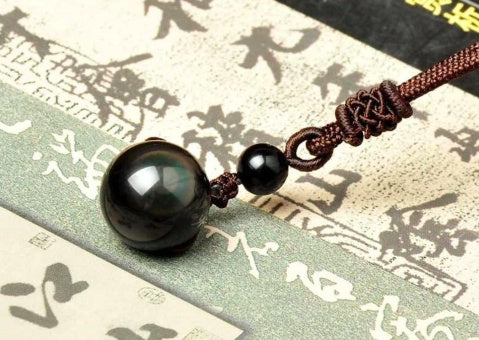 BoldlyBeautiful - Natural Obsidian Pendant Good Luck Necklace