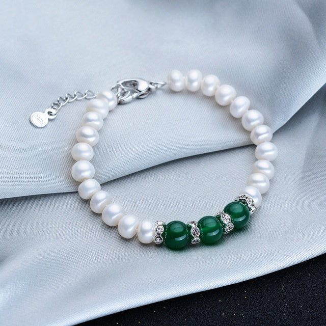 BoldlyBeautiful - Agate Pearl Necklace Bracelet Ear Stud Set