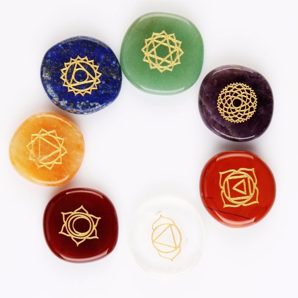 BoldlyBeautiful - Seven Chakra Natural Pocket Palm Stones Necklace