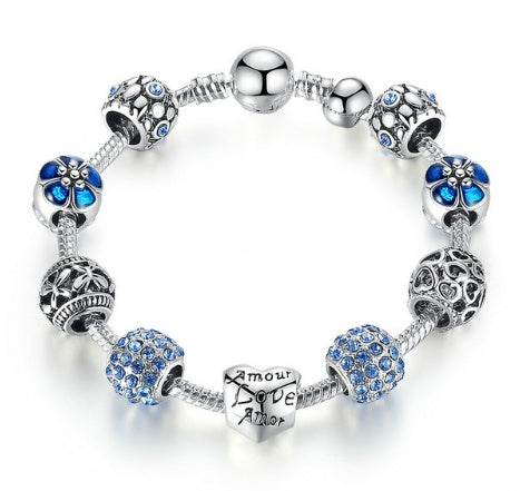 BoldlyBeautiful - Elegant Silver Charm Bracelet Fashion Jewelry