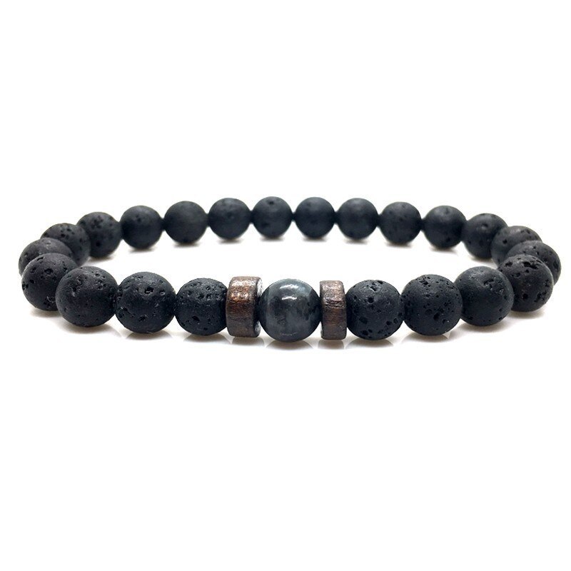 BoldlyBeautiful - Personality Men's Black Volcanic Stone Bracelet Fashion Jewelry