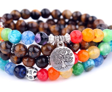 BoldlyBeautiful - Natural Stone Bracelet with Lotus Life Tree Anklet