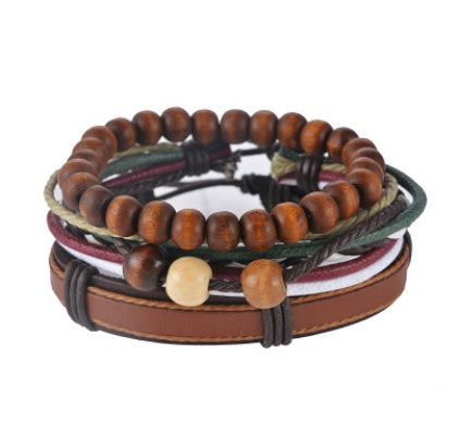 BoldlyBeautiful - Leather Multilayer Bead Bracelet Punk Wrap Vintage Jewelry