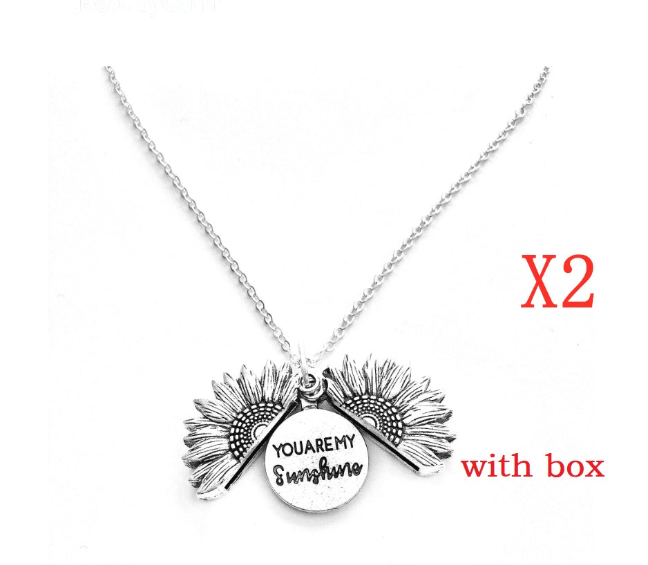 BoldlyBeautiful - Sunflower Double Lettering Pendant Necklace