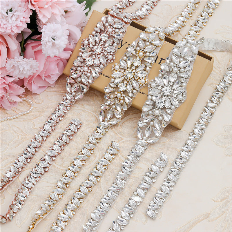 BoldlyBeautiful - Rhinestone Applique Wedding Dress Waist Jewelry